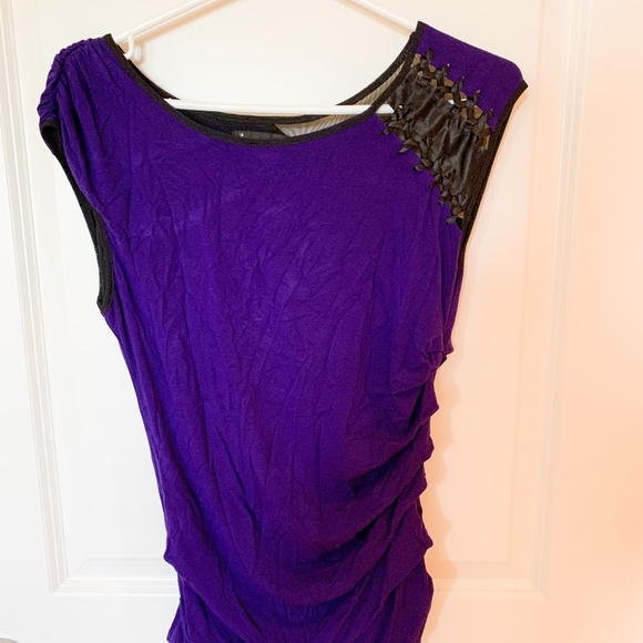 Purple ruched asymmetric top - Picture 1 of 1